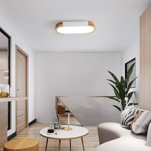 Led houten plafondlamp